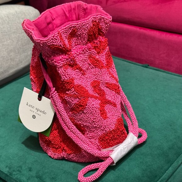 Beaded Rose Drawstring Bucket Bag - kate spade new york x Target, Pink/Red - Picture 9 of 15